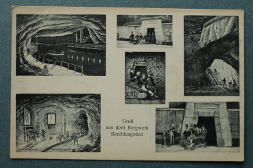 AK Gruss aus dem Bergwerk Berchtesgaden / 1910-1930 / Mehrbildkarte / Boot / Bergwerk Ausfahrt
